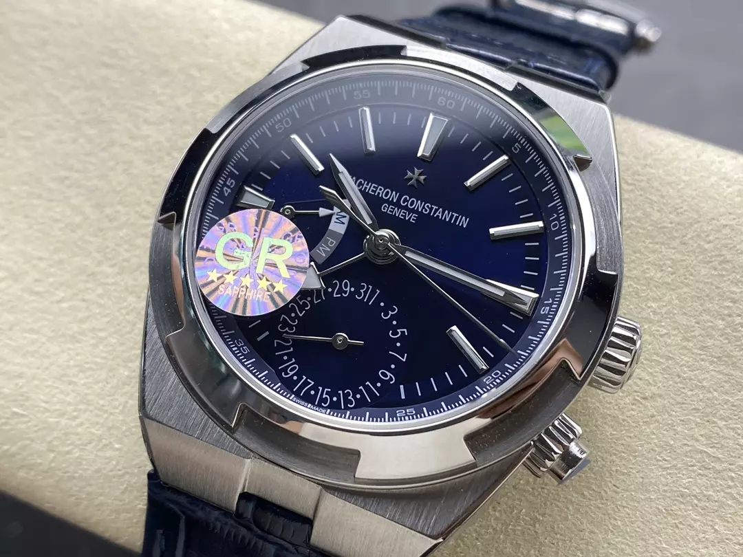 GR공장 GR공장 바쉐론콘스탄틴 오버시즈 듀얼 타임 7900V 청판 다이얼 스틸 가죽밴드 Miyota 9015 무브먼트 상세 이미지 3