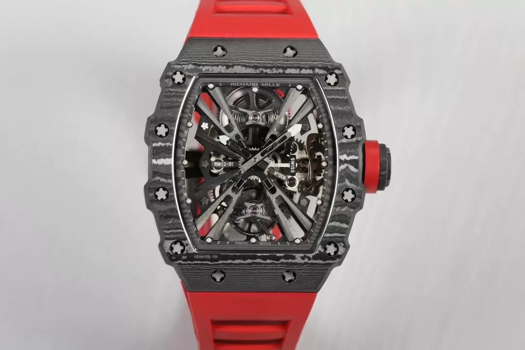 리차드밀 RM공장 리차드밀 RM12-01 투르비용 리미티드 에디션 블랙카본 레드 밴드 맞춤형 수동 뚜르비옹 무브먼트 상세 이미지 1