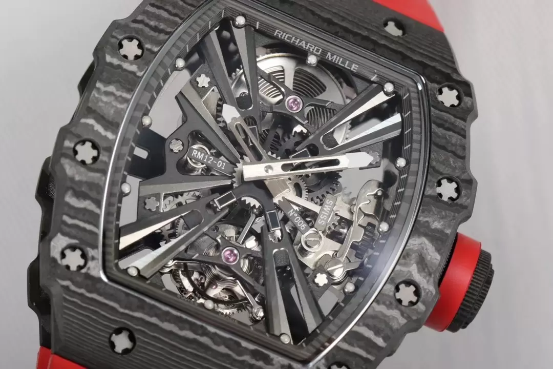 리차드밀 RM공장 리차드밀 RM12-01 투르비용 리미티드 에디션 블랙카본 레드 밴드 맞춤형 수동 뚜르비옹 무브먼트 상세 이미지 2