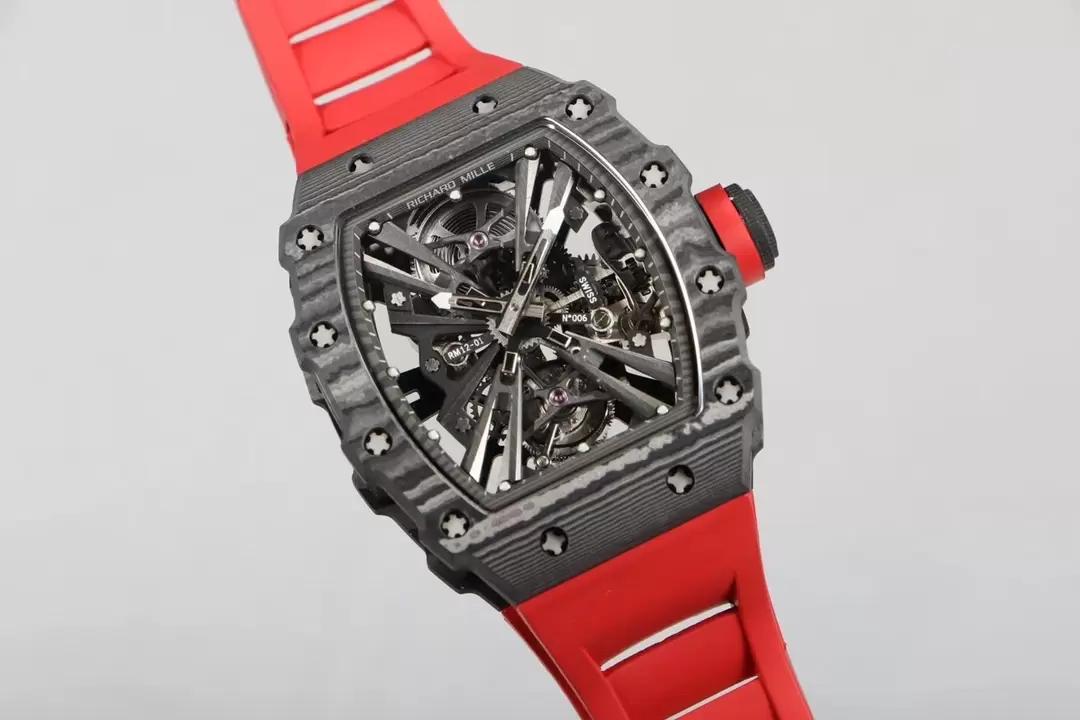 리차드밀 RM공장 리차드밀 RM12-01 투르비용 리미티드 에디션 블랙카본 레드 밴드 맞춤형 수동 뚜르비옹 무브먼트 상세 이미지 4