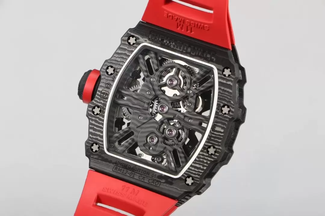 리차드밀 RM공장 리차드밀 RM12-01 투르비용 리미티드 에디션 블랙카본 레드 밴드 맞춤형 수동 뚜르비옹 무브먼트 상세 이미지 6