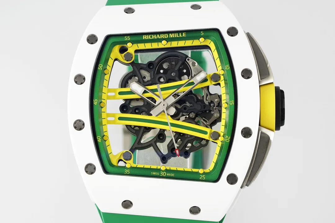 리차드밀 ZF공장 리차드밀 요한 블레이크 RM61-01 화이트 세라믹 그린 러버밴드 아시아 슈퍼 레플리카 RMUL2 스켈레톤 무브먼트 상세 이미지 2