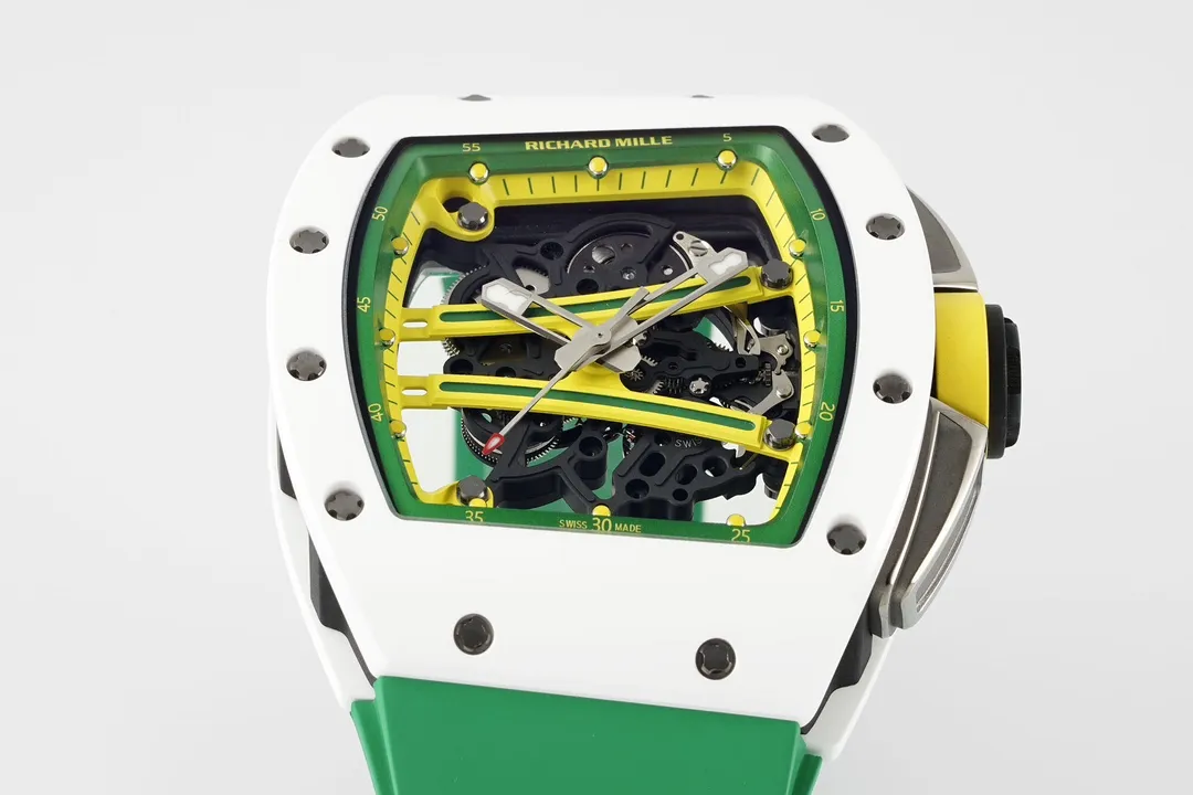 리차드밀 ZF공장 리차드밀 요한 블레이크 RM61-01 화이트 세라믹 그린 러버밴드 아시아 슈퍼 레플리카 RMUL2 스켈레톤 무브먼트 상세 이미지 3