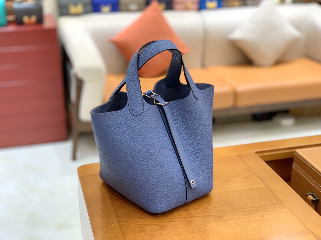 에르메스 그린엘 에르메스 피코탄 18 브라이트 블루 골드 버클  상세 이미지 5