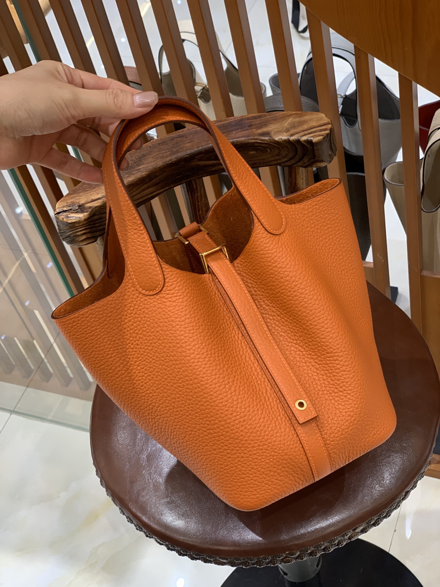 에르메스 그린엘 에르메스 피코탄 18 오렌지 골드 버클  상세 이미지 3