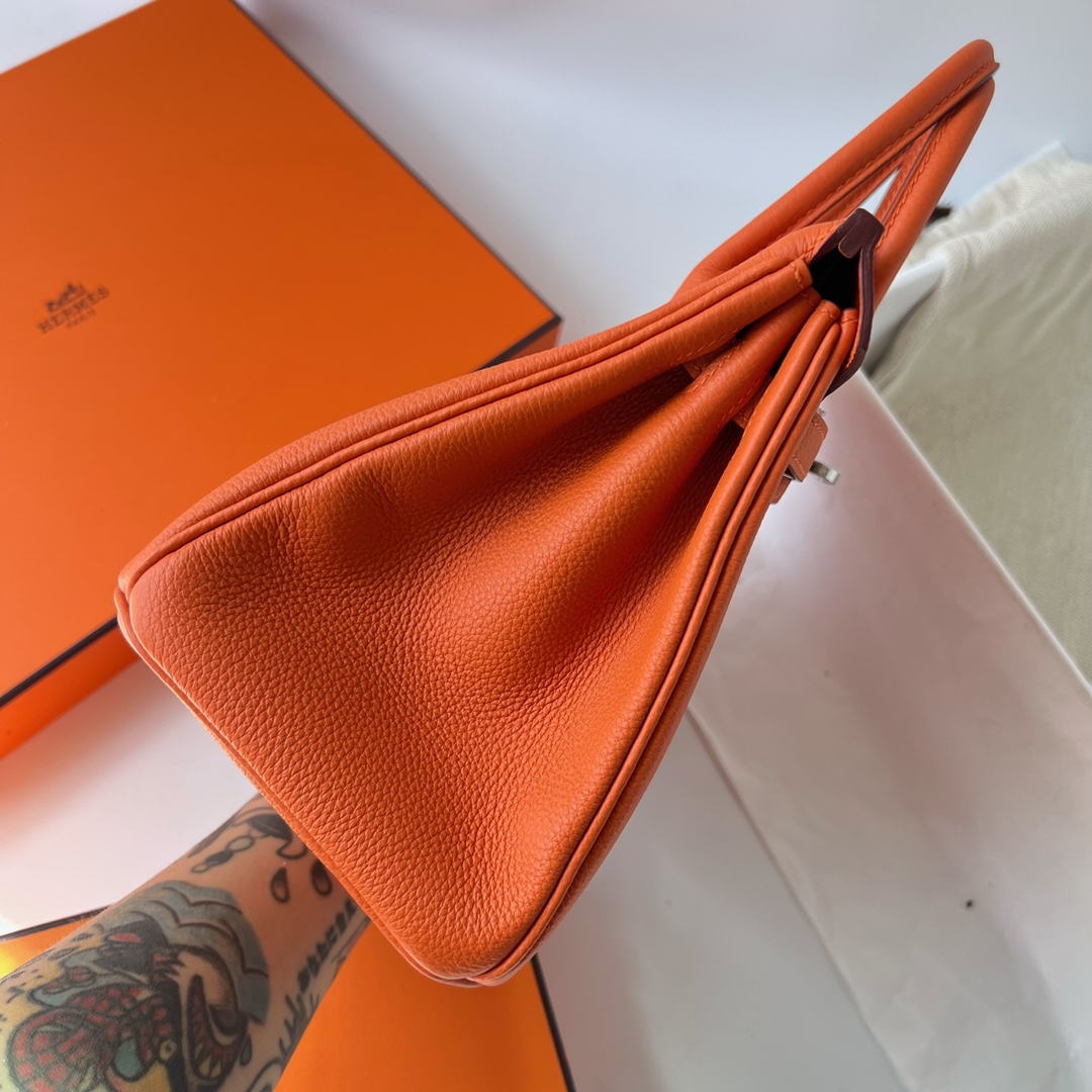에르메스 반수공 에르메스 버킨백 25 오렌지 은장 엡송  상세 이미지 5