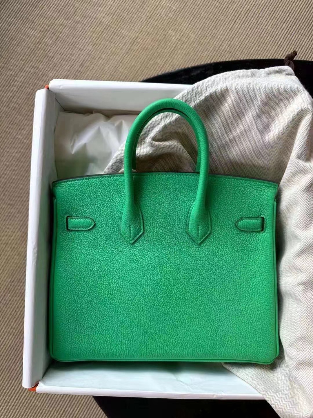 에르메스 반수공 에르메스 버킨백 25 그린 은장 토고가죽  상세 이미지 4