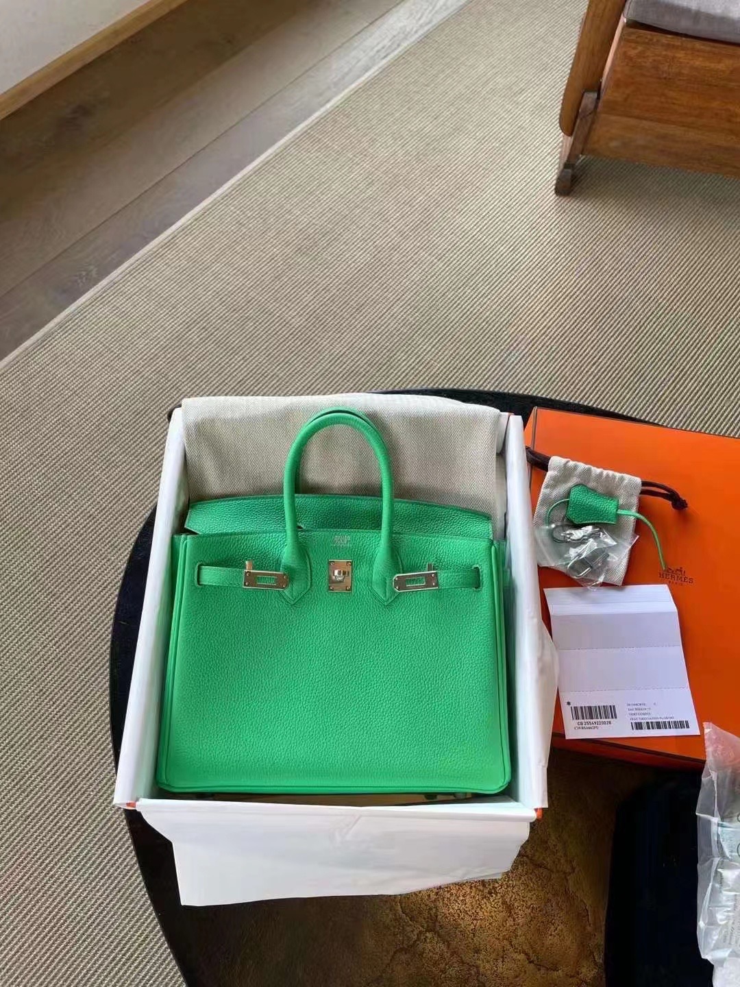 에르메스 반수공 에르메스 버킨백 25 그린 은장 토고가죽  상세 이미지 7