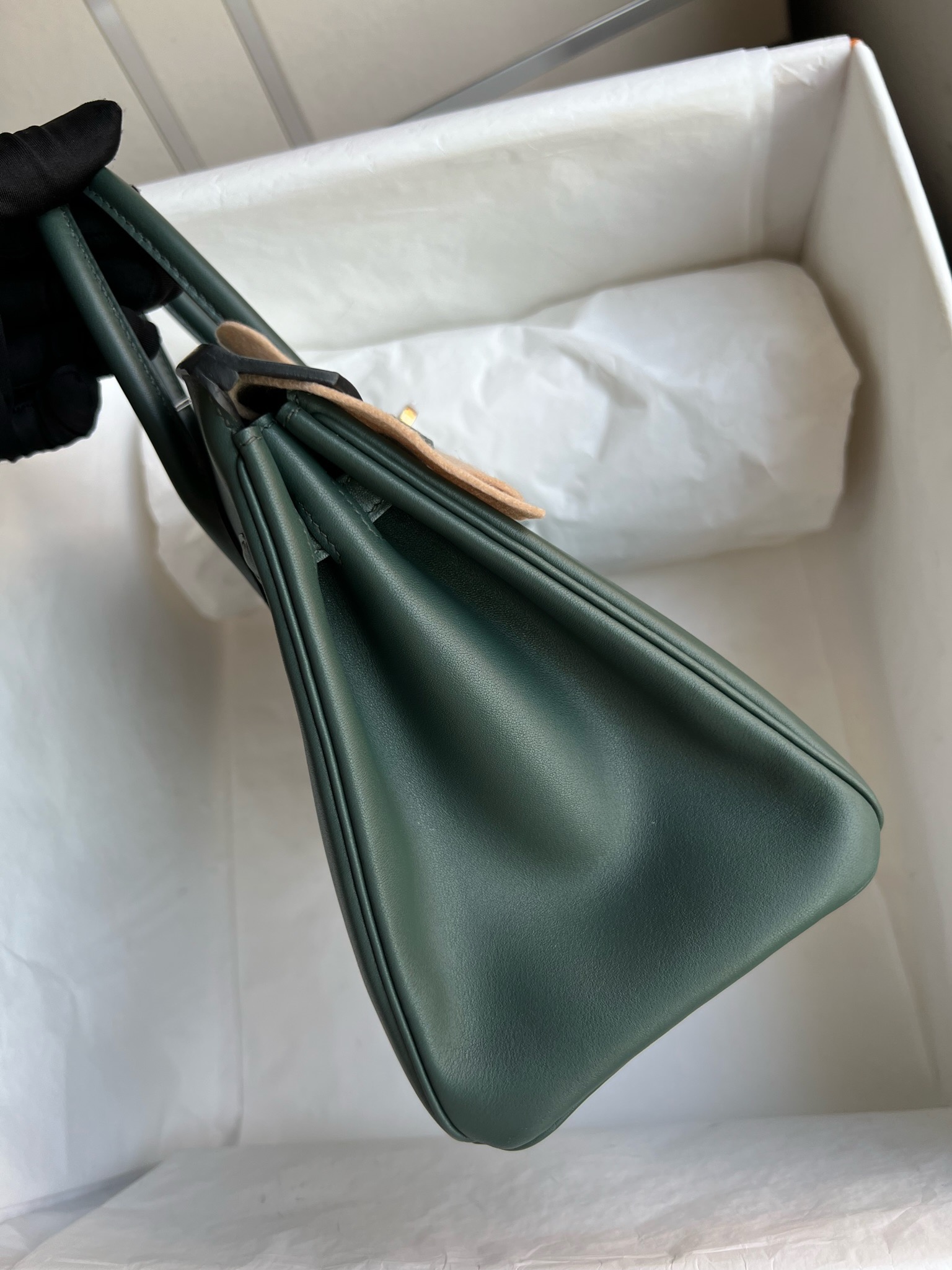 에르메스 반수공 에르메스 버킨백 25 사이프러스 그린 금장 스위프트가죽  상세 이미지 4