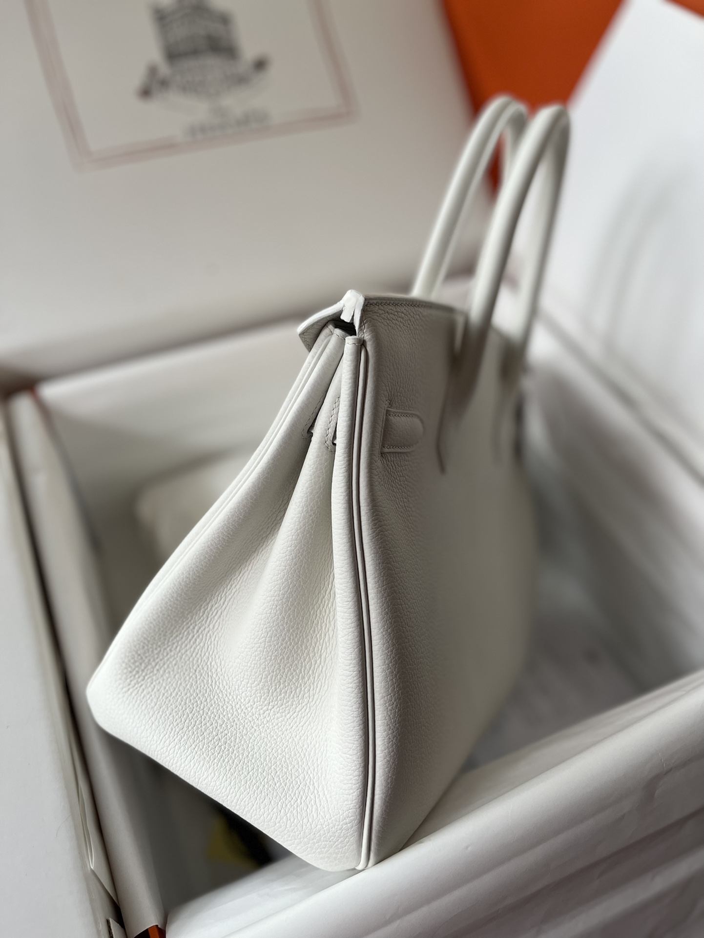 에르메스 반수공 에르메스 버킨백 30 끄레 화이트 금장 토고가죽  상세 이미지 7