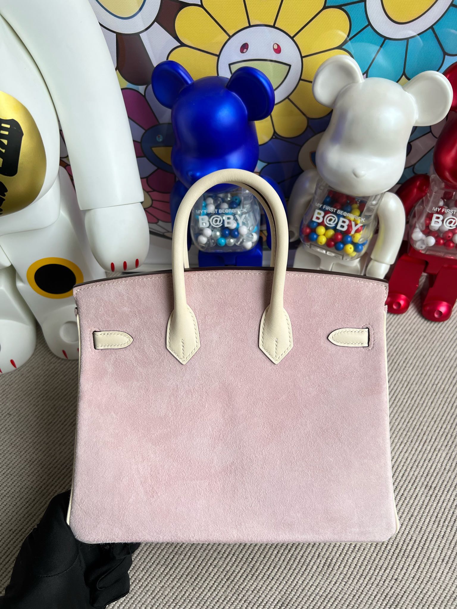 에르메스 반수공 에르메스 버킨백 25 핑크퍼플 화이트 은장 스웨이드  상세 이미지 2