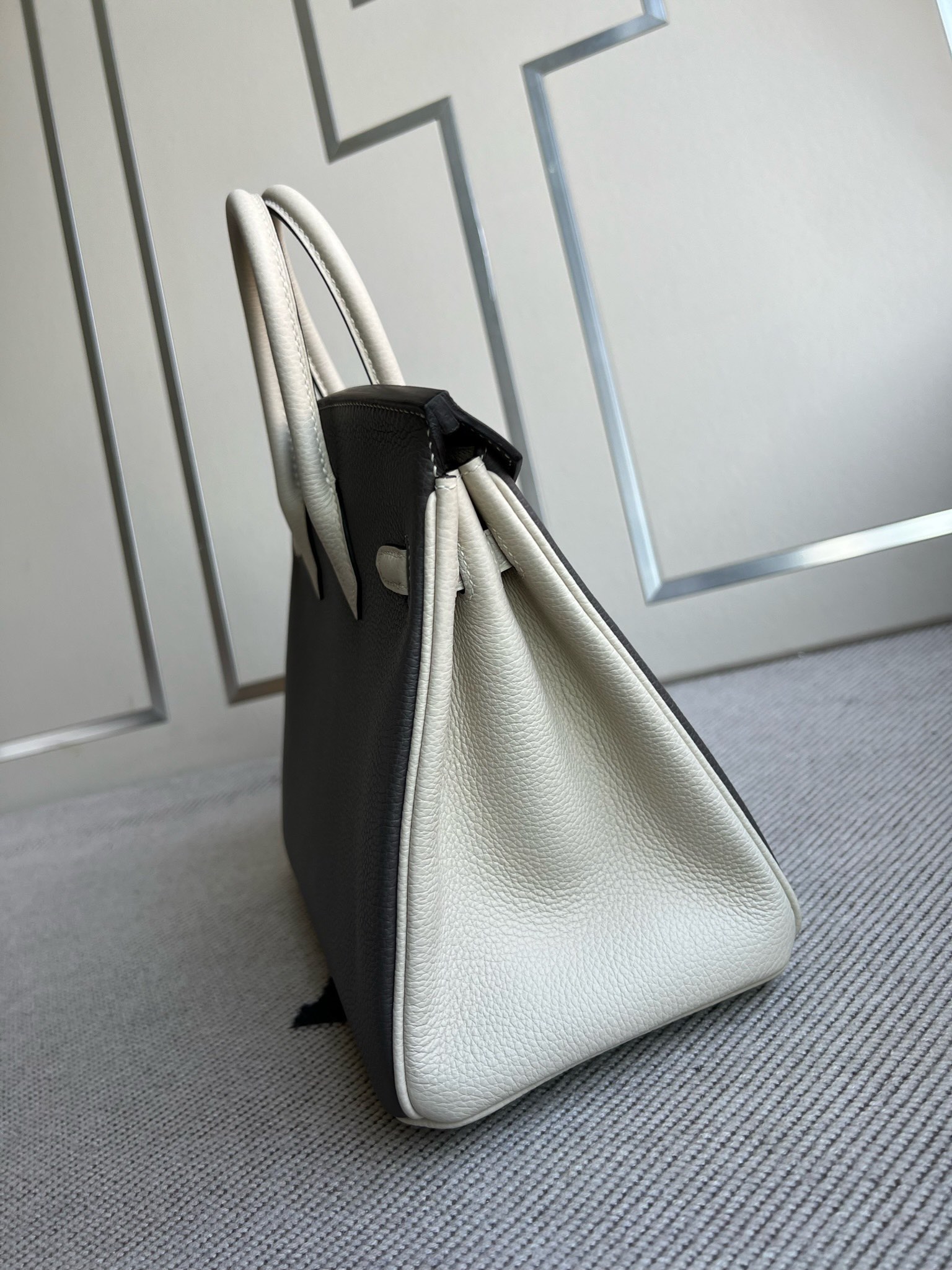 에르메스 반수공 에르메스 버킨백 25 그레이 화이트 금장 엡송  상세 이미지 6