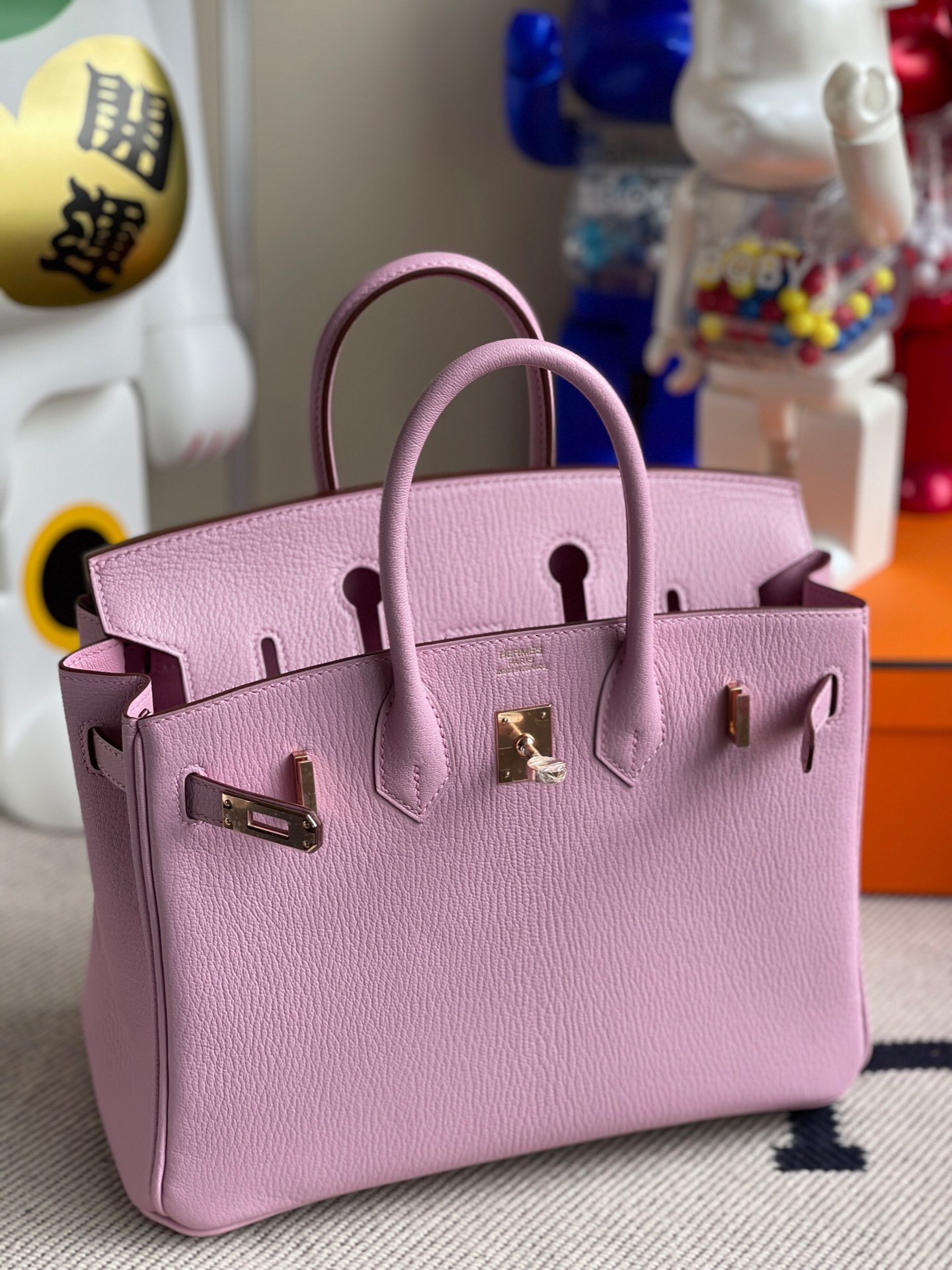 에르메스 반수공 에르메스 버킨백 25 핑크퍼플 로즈골드 염소가죽  상세 이미지 5
