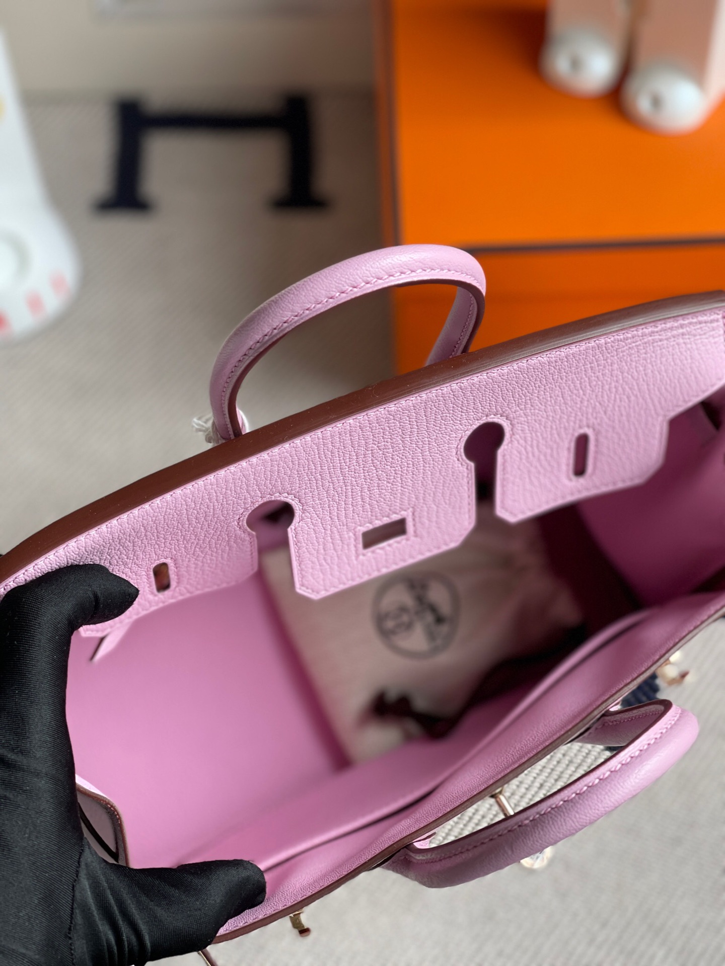 에르메스 반수공 에르메스 버킨백 25 핑크퍼플 로즈골드 염소가죽  상세 이미지 7