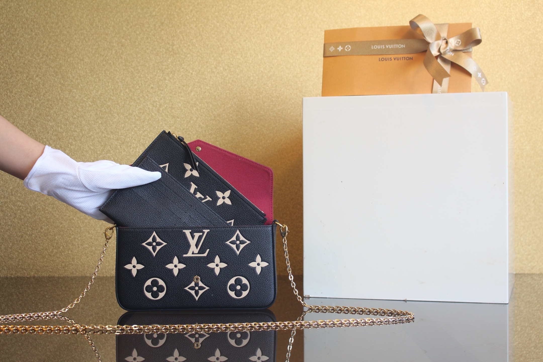 루이비통 루이비통 펠리시 포쉐트 블랙 베이지 M80482 정품 동일가죽 사용! 상세 이미지 2