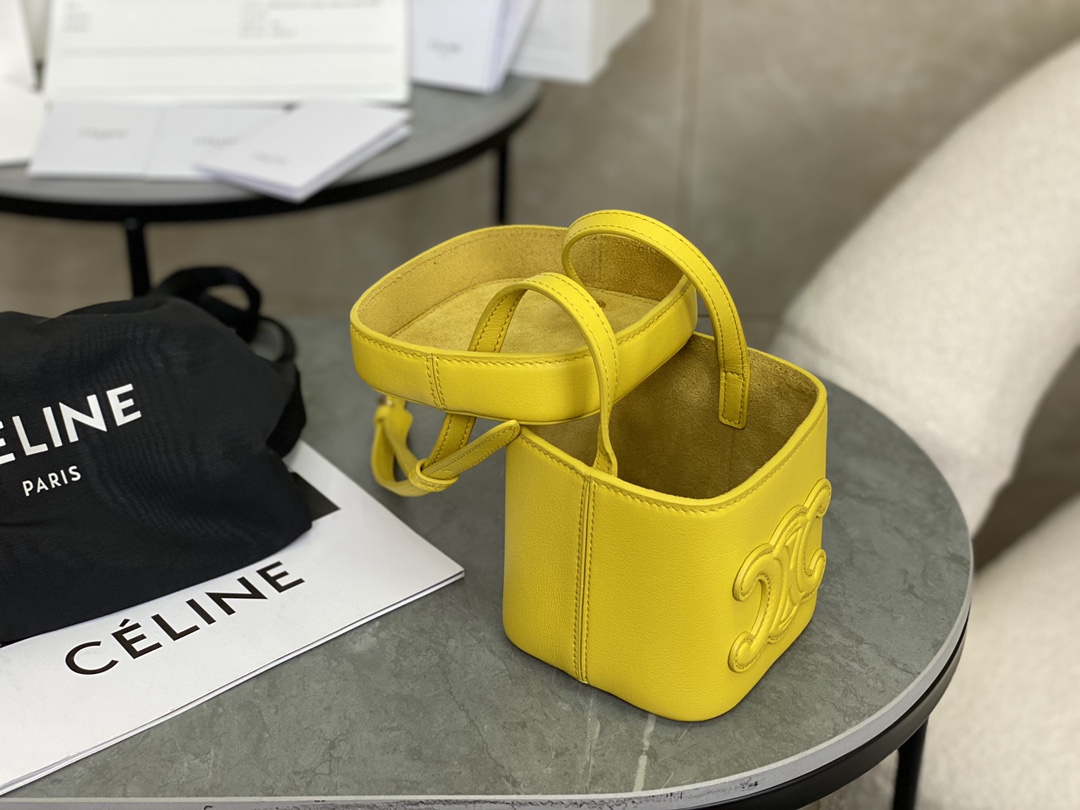 셀린느 셀린느 트리오페 퀴르 스몰 박스 숄더백 옐로우 199263 11 x 11 x 11 cm 상세 이미지 8