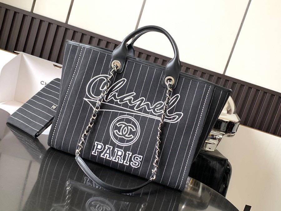 샤넬 지존샵 샤넬 시즌 스트라이프 도빌백 토트 숄더 블랙 투톤 A66941  상세 이미지 1