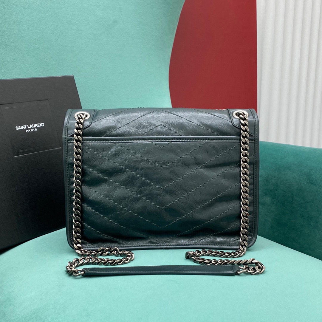 생로랑 공장 생로랑 여성 니키 미디움 체인 숄더백 다크 그린 498894 Size :  28 x 14 x 20 cm 상세 이미지 2