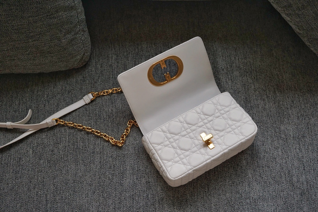 디올 엔젤 공장 디올 카로 백 화이트 서플 까나쥬 송아지 가죽 사이즈 20cm 상세 이미지 4