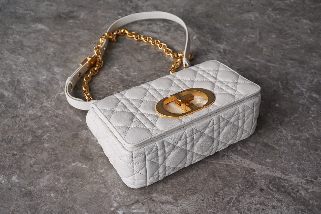 디올 엔젤 공장 디올 카로 백 화이트 서플 까나쥬 송아지 가죽 사이즈 20cm 상세 이미지 5