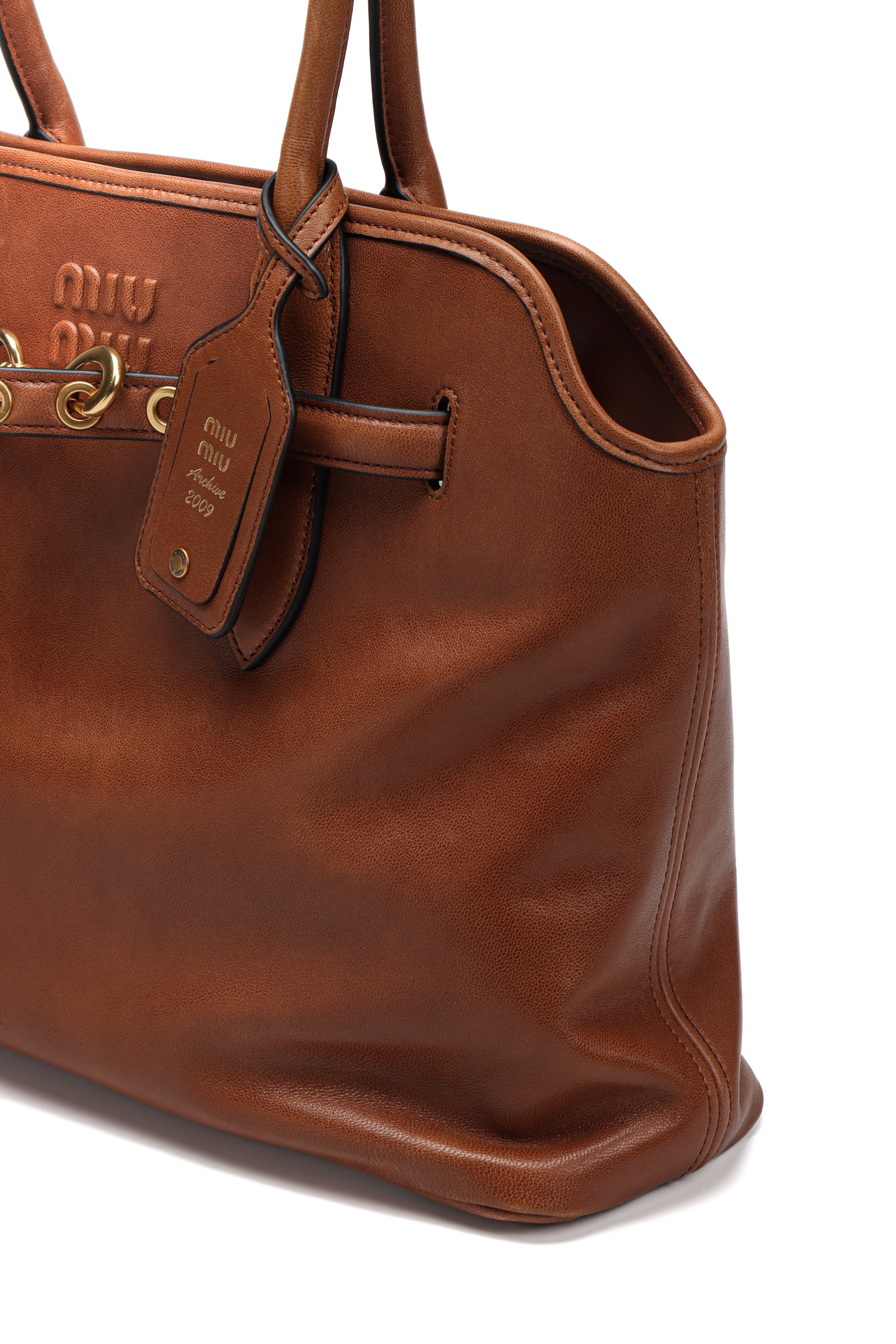 미우미우 미우미우 가죽 탑 핸들백 브라운 사이즈 31cm*40cm*13cm 상세 이미지 12