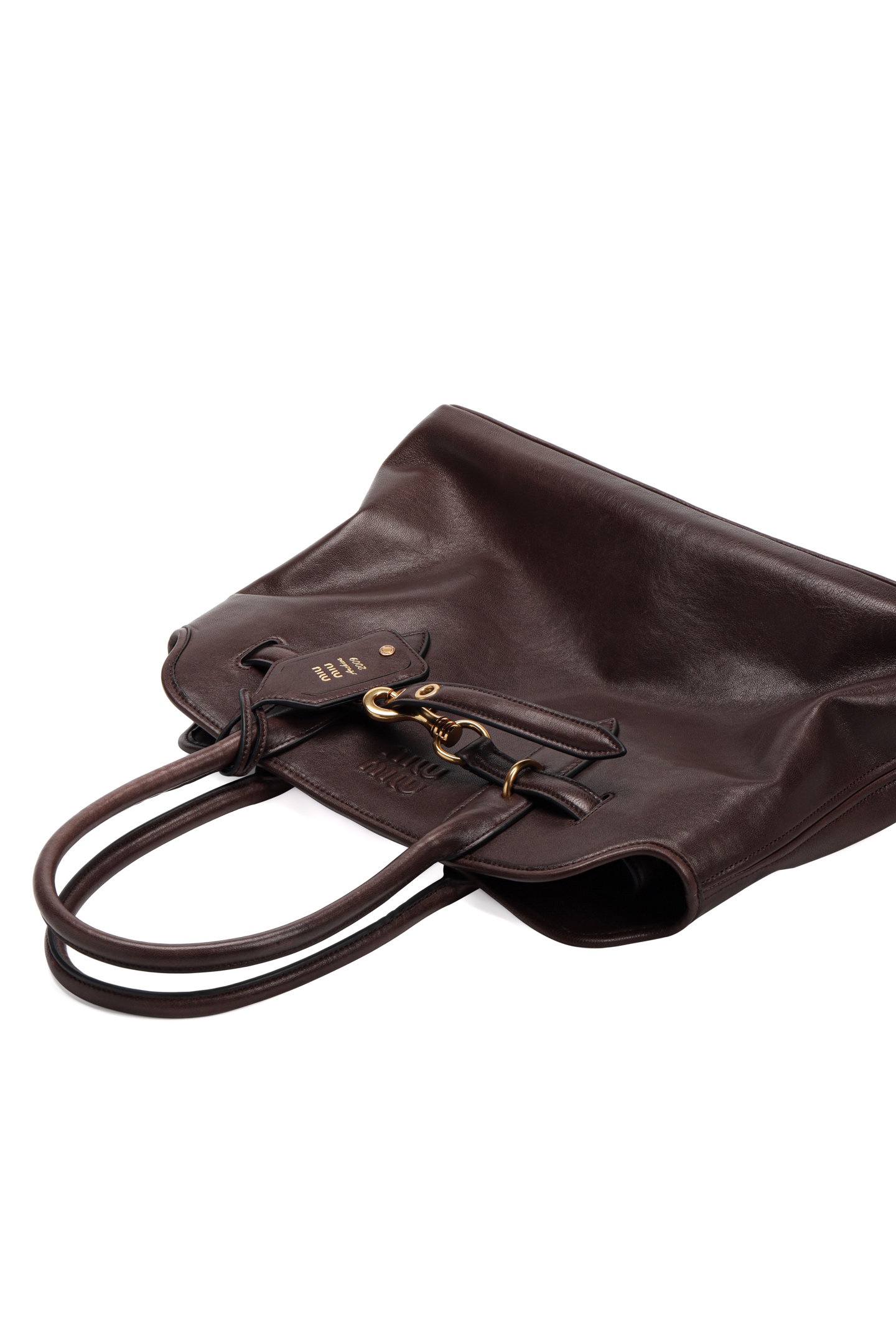 미우미우 미우미우 가죽 탑 핸들백 코냑 사이즈 31cm*40cm*13cm 상세 이미지 3