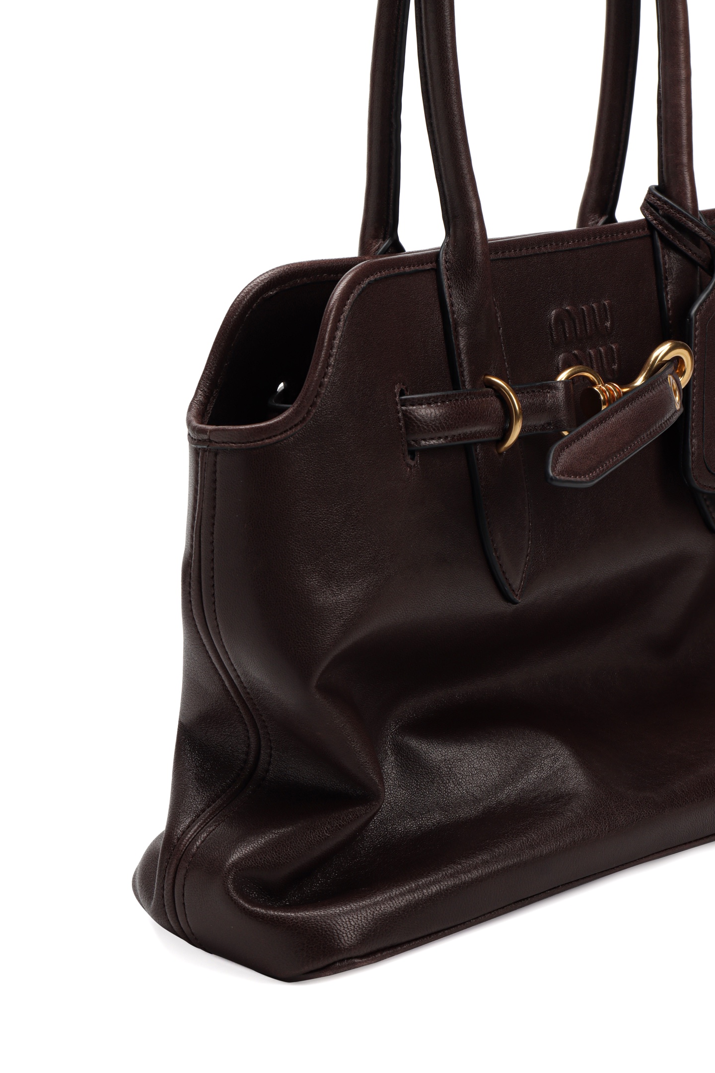 미우미우 미우미우 가죽 탑 핸들백 코냑 사이즈 31cm*40cm*13cm 상세 이미지 13