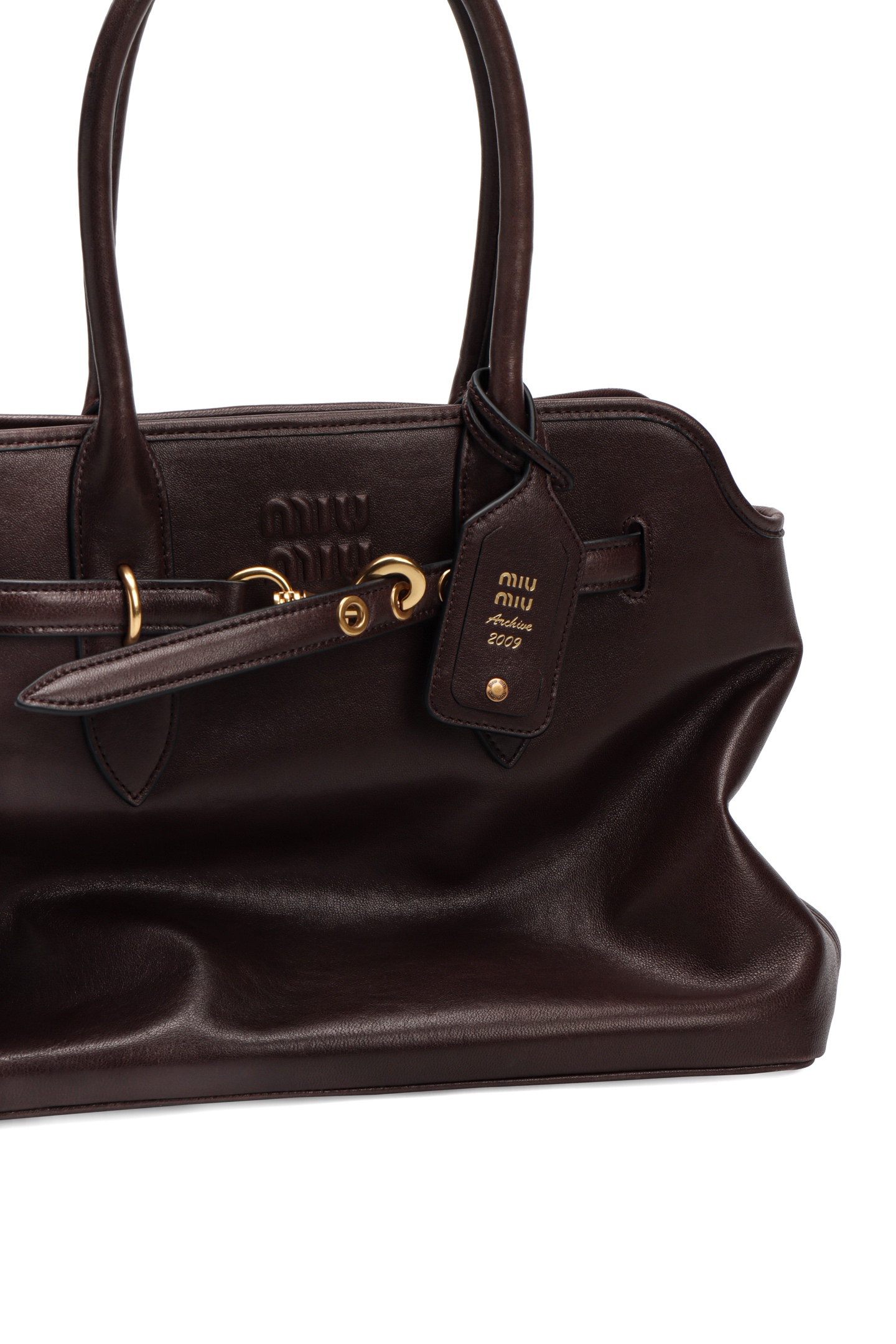 미우미우 미우미우 가죽 탑 핸들백 코냑 사이즈 31cm*40cm*13cm 상세 이미지 14