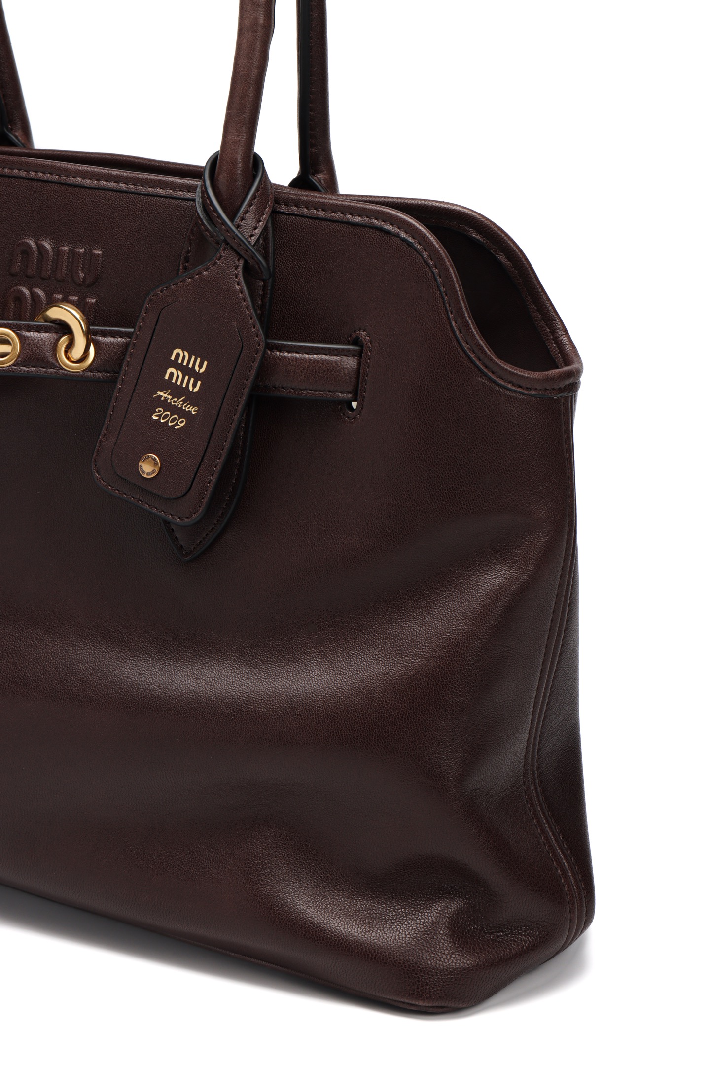 미우미우 미우미우 가죽 탑 핸들백 코냑 사이즈 31cm*40cm*13cm 상세 이미지 15
