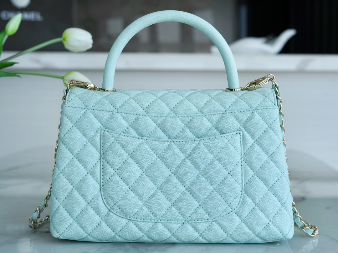 샤넬 팬더샵 샤넬 23P 코코 핸들 탑 핸들백 미디움 티파니 블루 금장 사이즈 29cm 상세 이미지 2