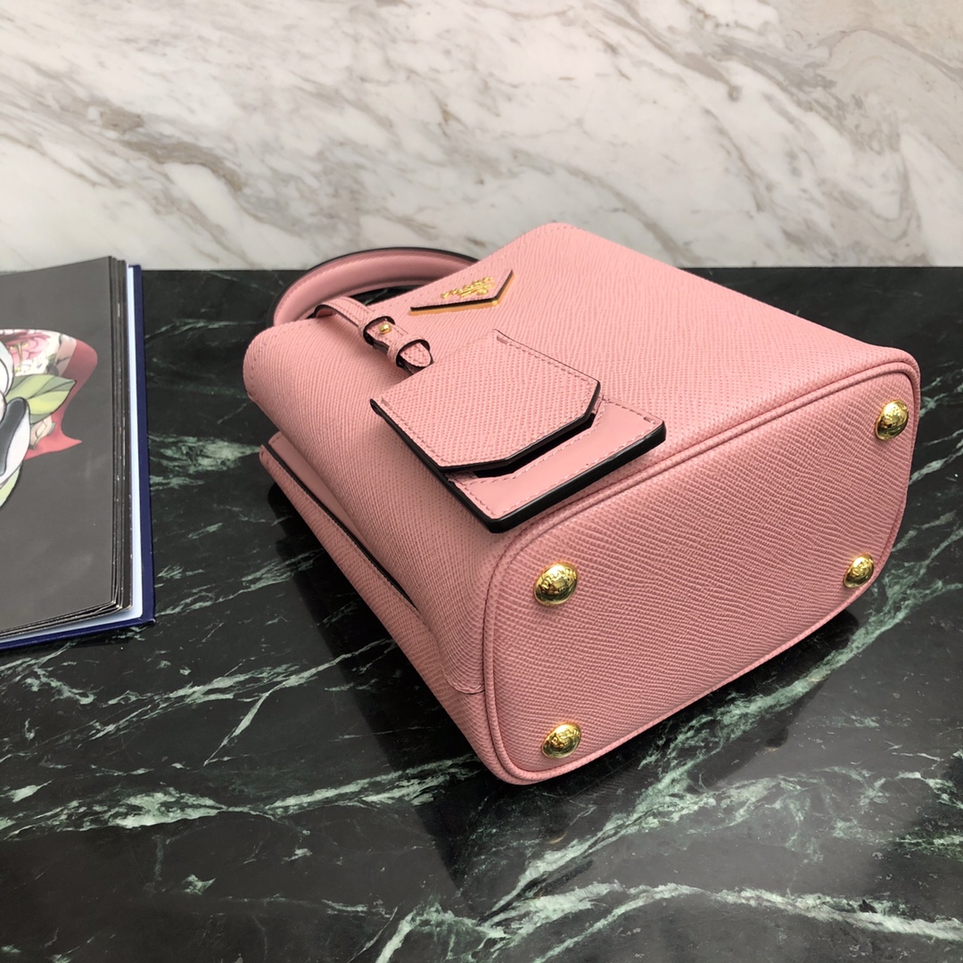 프라다 프라다 사피아노 파니에 두블레 스몰 토트 숄더백 핑크 1BA217 18×8.5×11cm 상세 이미지 3