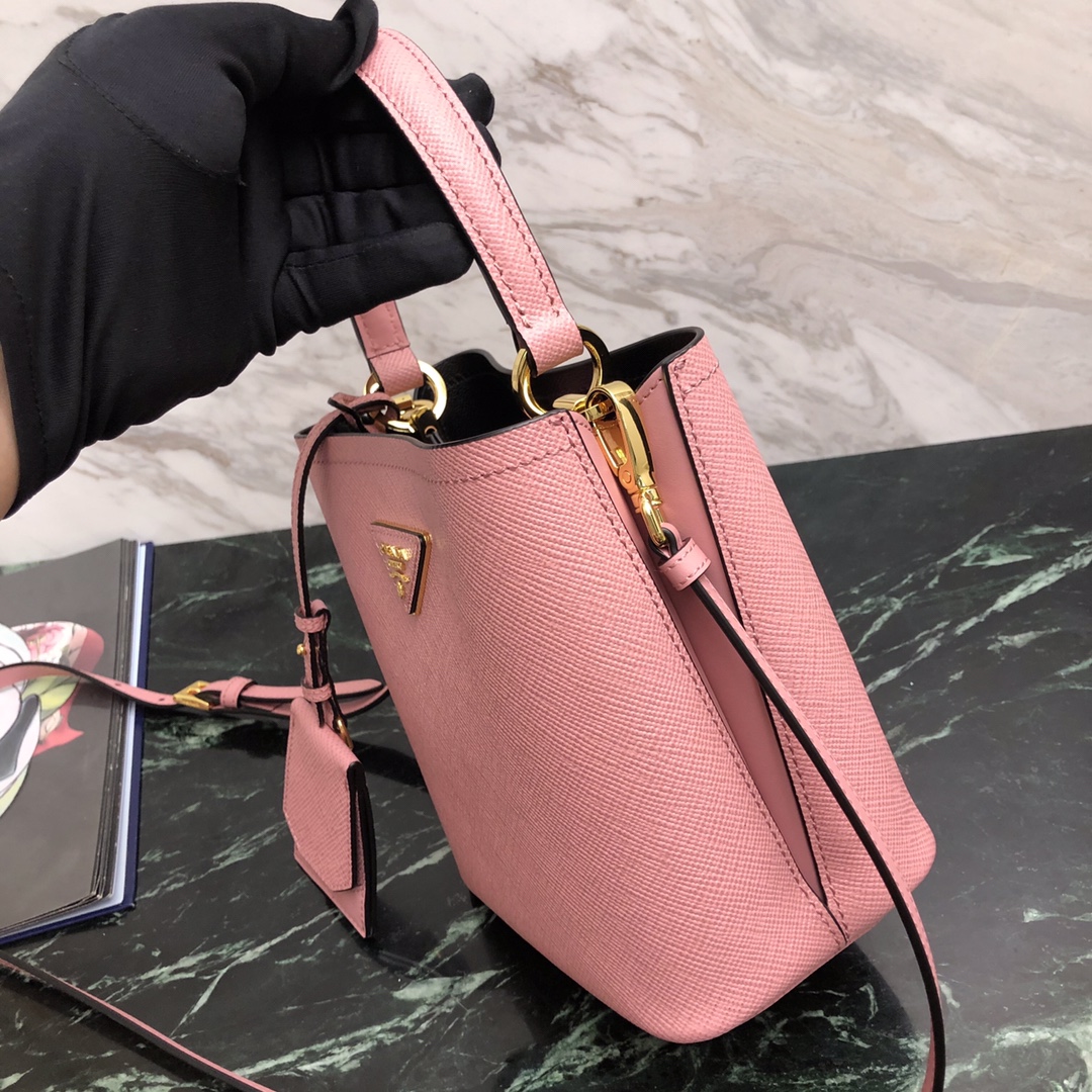프라다 프라다 사피아노 파니에 두블레 스몰 토트 숄더백 핑크 1BA217 18×8.5×11cm 상세 이미지 4