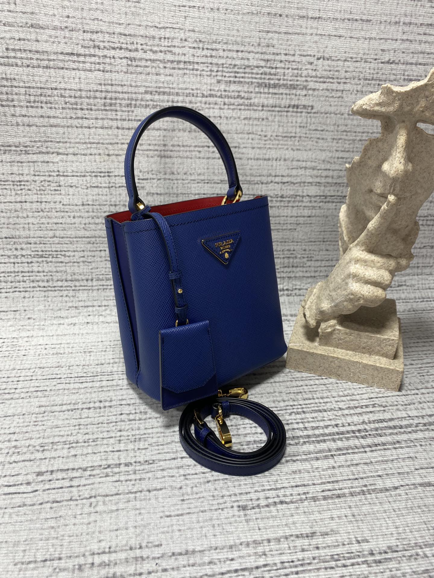 프라다 프라다 사피아노 파니에 두블레 스몰 토트 숄더백 네이비 1BA217 18×8.5×11cm 상세 이미지 1