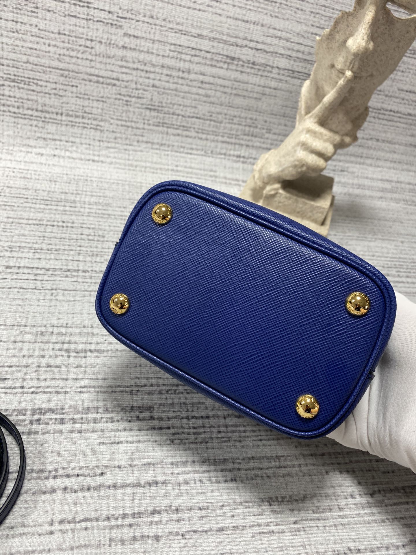 프라다 프라다 사피아노 파니에 두블레 스몰 토트 숄더백 네이비 1BA217 18×8.5×11cm 상세 이미지 9