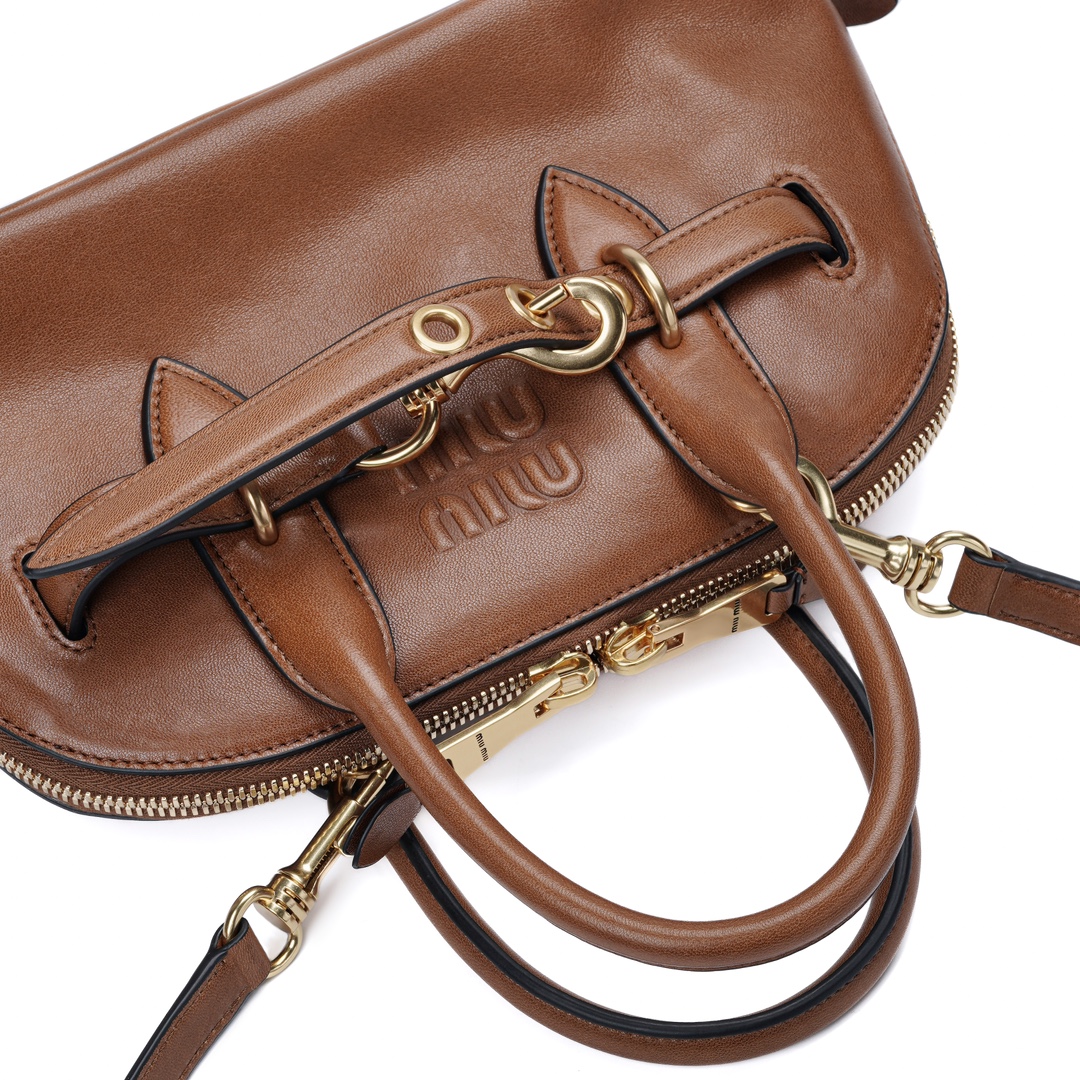 미우미우 미우미우 아벙츄어 미니 나파 레더 백 오크  상세 이미지 3