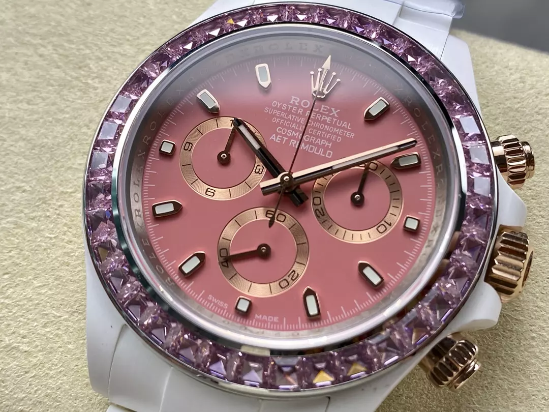 IPK공장 롤렉스 데이토나 핑크 다이얼 화이트 세라믹 다이아 베젤 40mm 상세 이미지 4