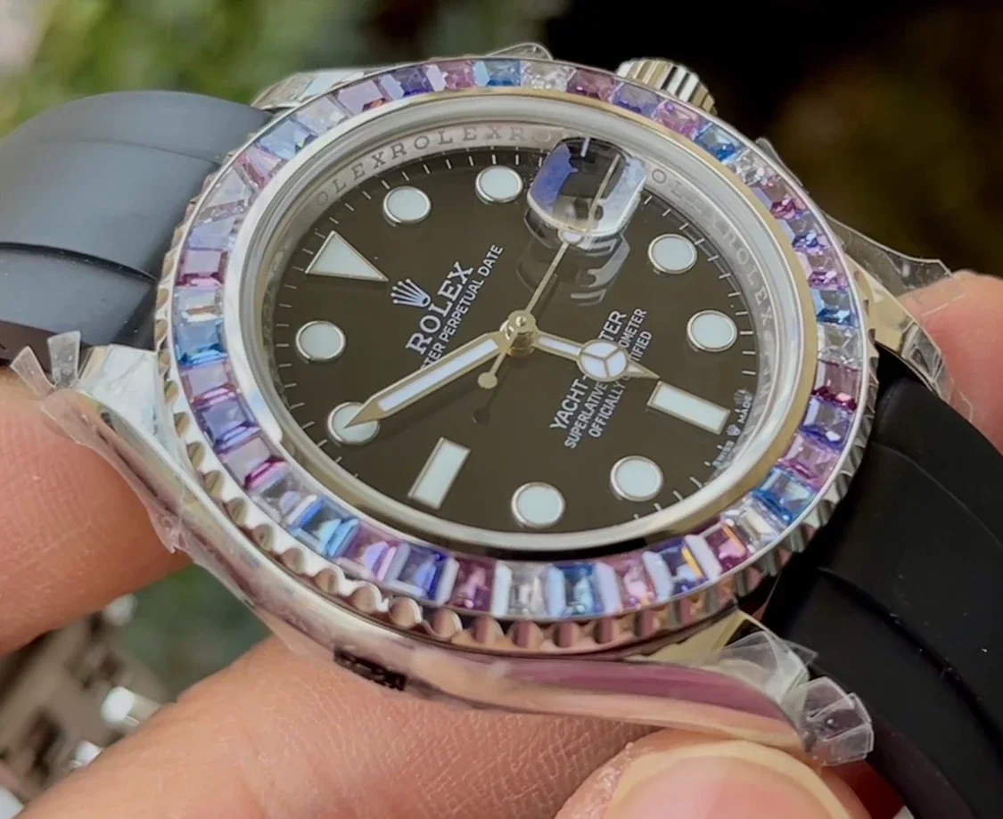 KF공장 롤렉스 요트마스터 로즈골드 금통 레인보우 다이아 베젤 M126679SABR 상세 이미지 7