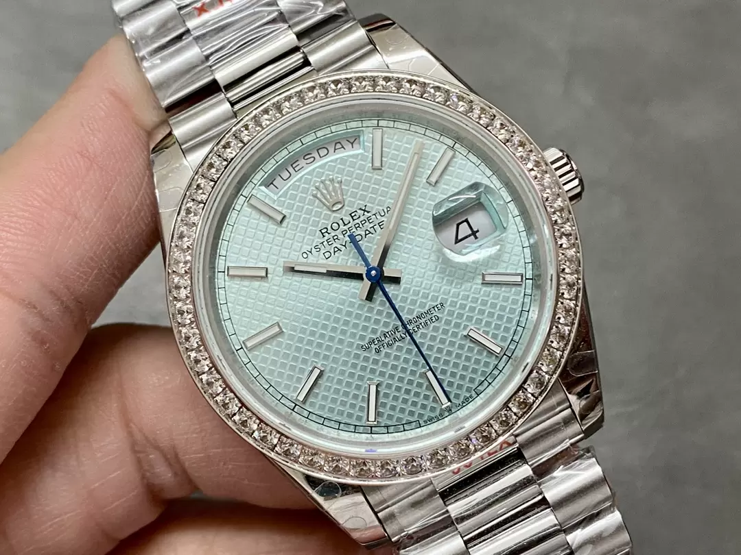 GM공장 V3 롤렉스 데이데이트 플래티넘 와플 다이얼 화이트 골드 금통 다이아 베젤 40mm m228236 상세 이미지 4