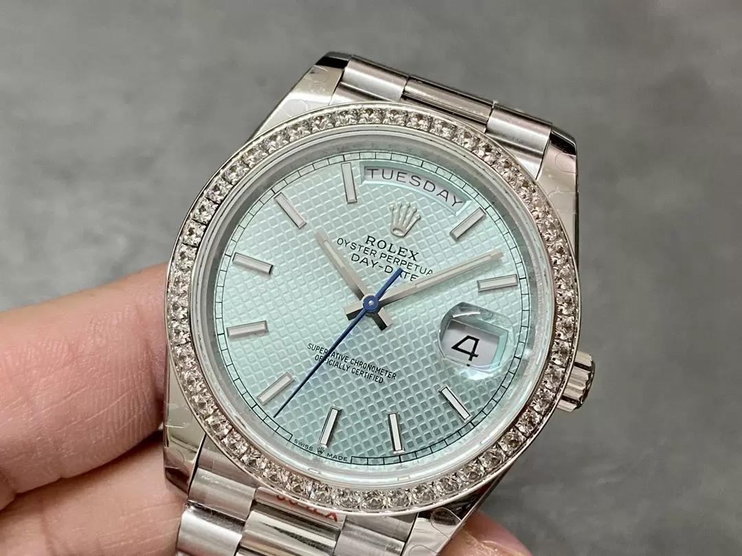 GM공장 V3 롤렉스 데이데이트 플래티넘 와플 다이얼 화이트 골드 금통 다이아 베젤 40mm m228236 상세 이미지 5