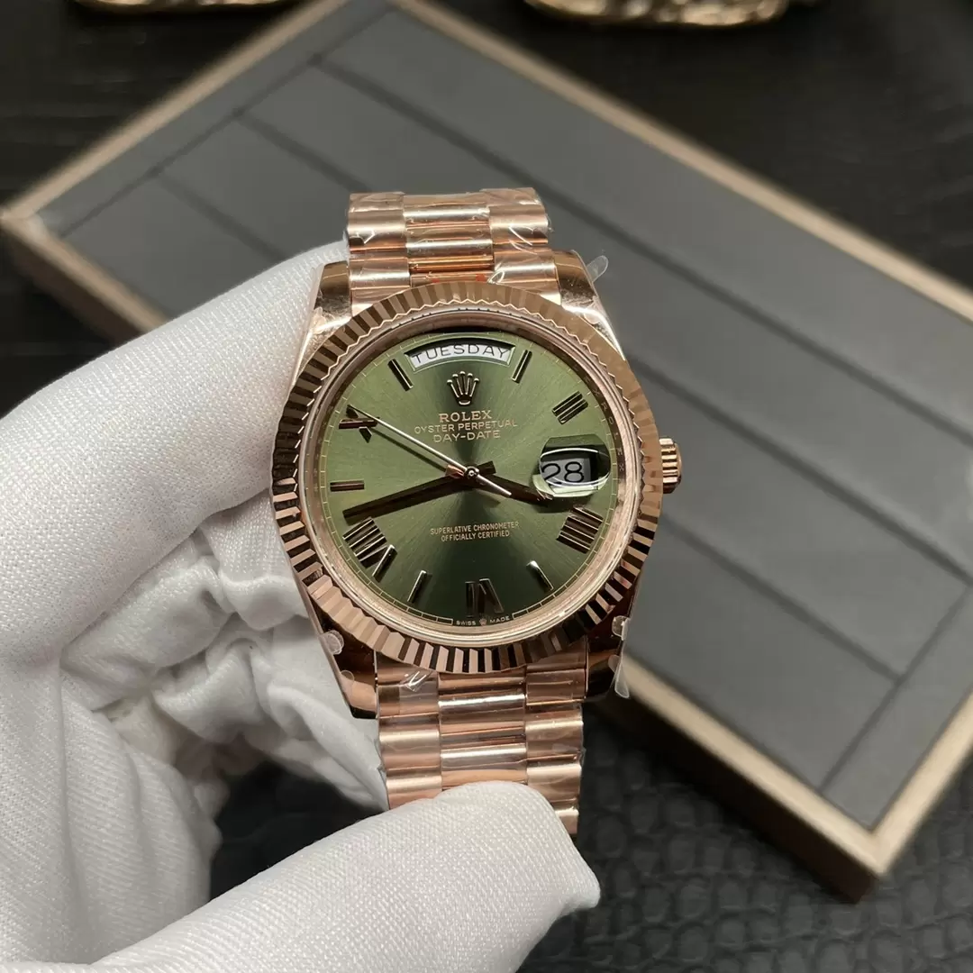 GM공장 V3 롤렉스 데이데이트 올리브 그린 다이얼 로즈골드 금통 40mm 228235 상세 이미지 4