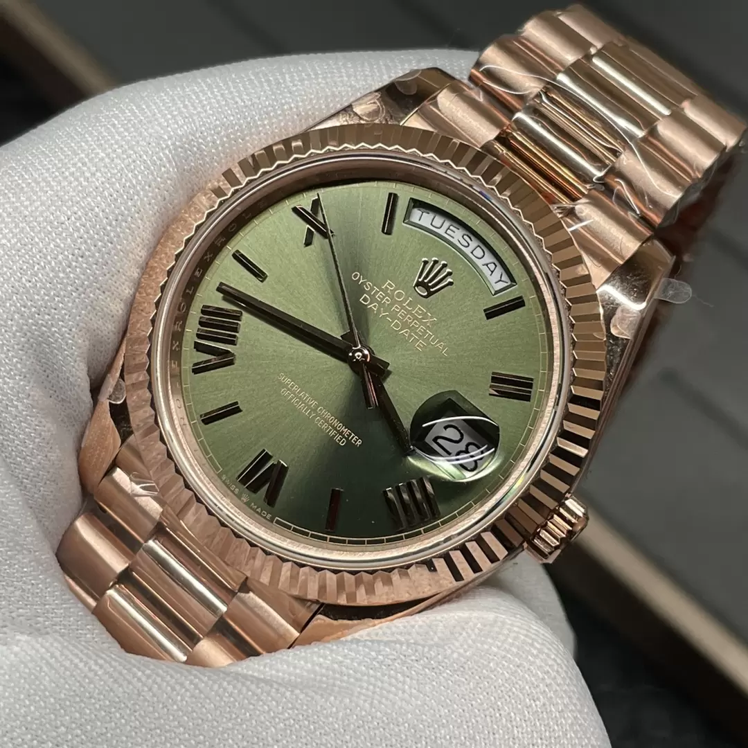 GM공장 V3 롤렉스 데이데이트 올리브 그린 다이얼 로즈골드 금통 40mm 228235 상세 이미지 6