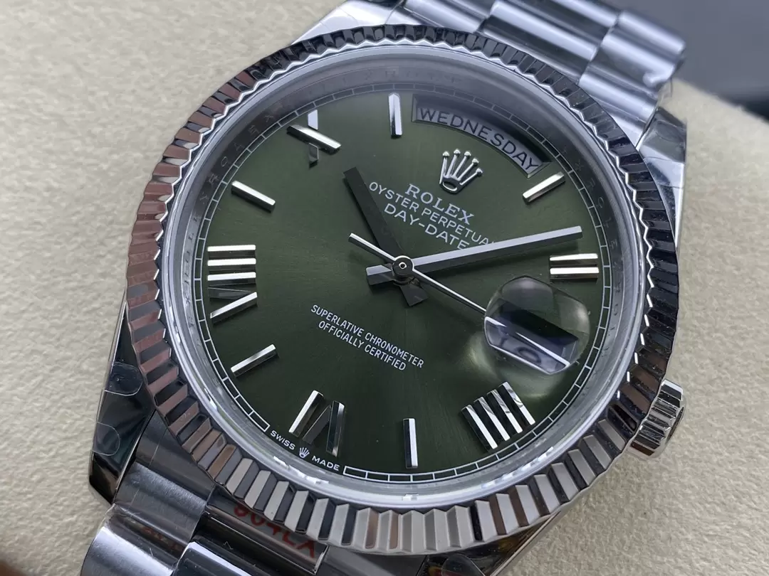 GM공장 V3 롤렉스 데이데이트 올리브 그린 다이얼 화이트 골드 금통 40mm m228236 상세 이미지 5