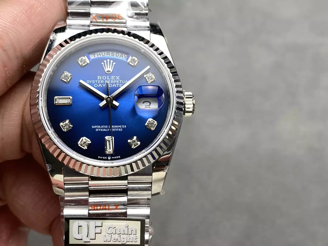 QF공장 롤렉스 데이데이트 청판 옴브레 다이얼 10P다이아 화이트 골드 36mm 128236 상세 이미지 3