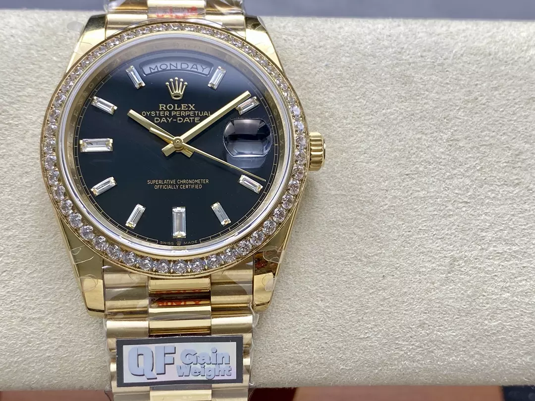 QF공장 롤렉스 데이데이트 블랙 다이얼 바게트다이아 옐로우골드 금통 40mm 228238 상세 이미지 3