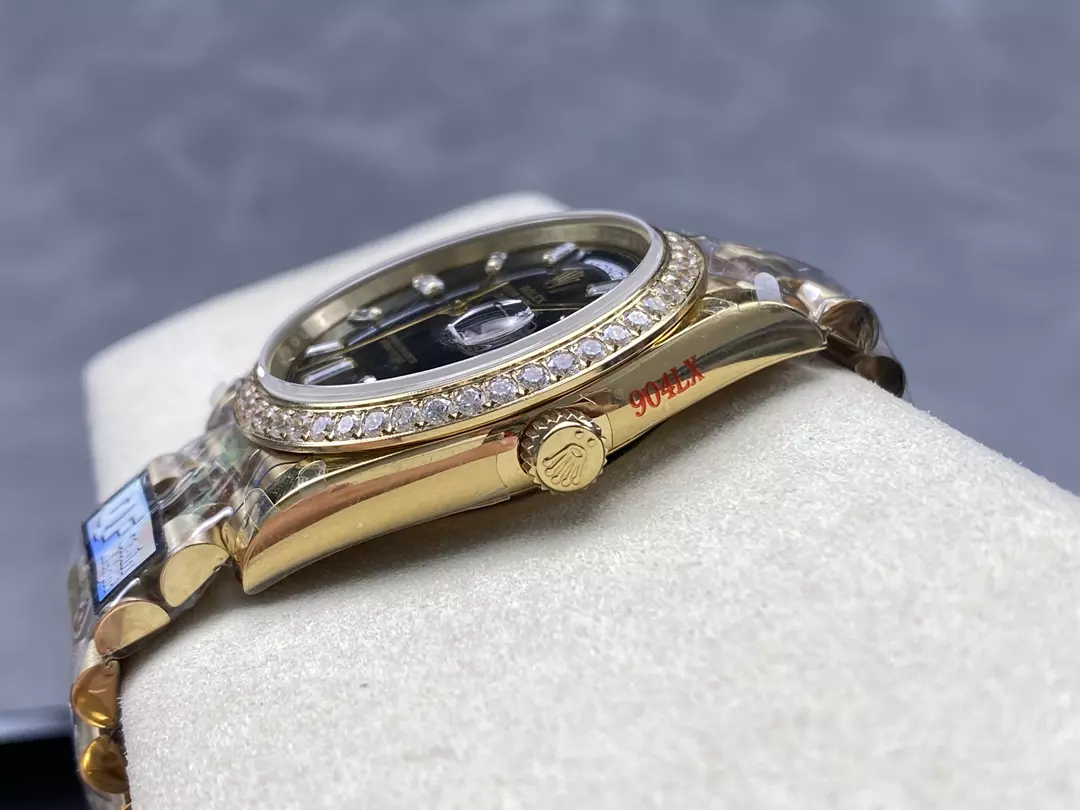 QF공장 롤렉스 데이데이트 블랙 다이얼 바게트다이아 옐로우골드 금통 40mm 228238 상세 이미지 8