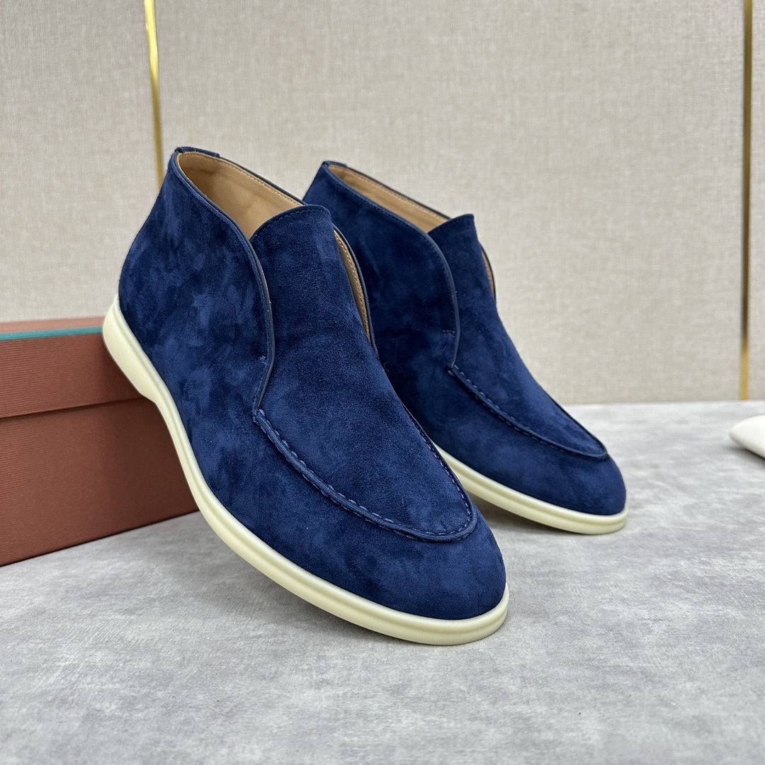 로로피아나 스웨이드 오픈 워크 처카 부츠 블루 상세 이미지 2