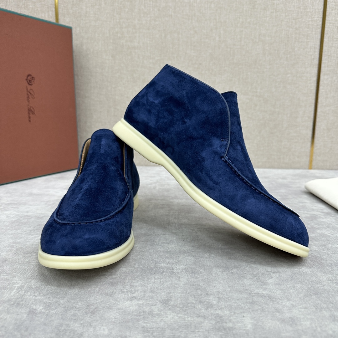 로로피아나 스웨이드 오픈 워크 처카 부츠 블루 상세 이미지 7