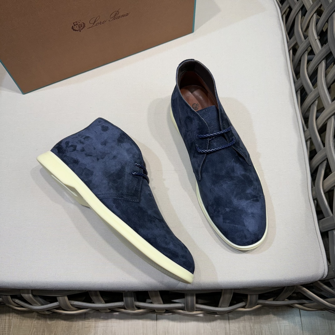 로로피아나 데저트 워크 스웨이드 추카 부츠 네이비 상세 이미지 4