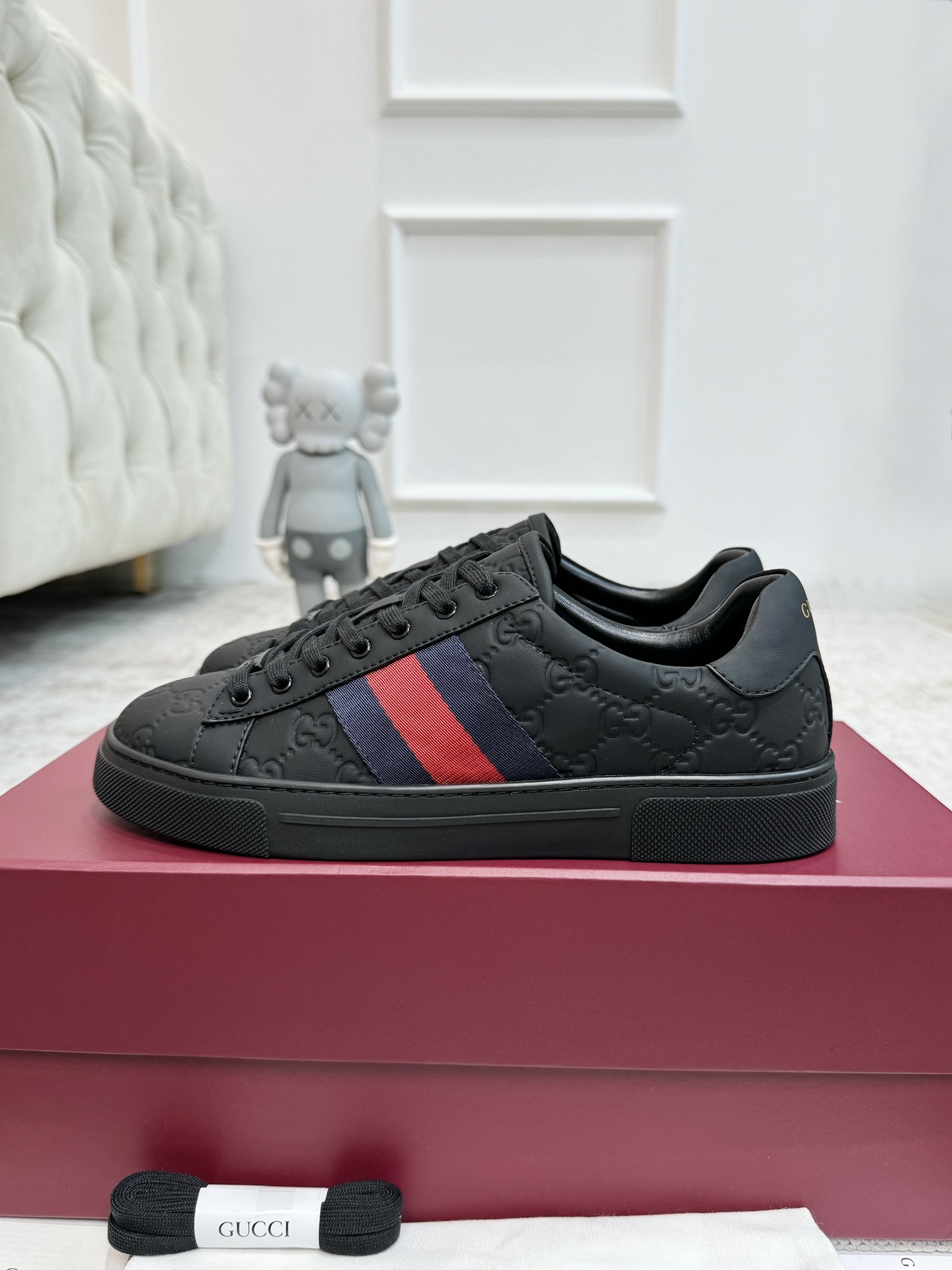 구찌 블랙 레더 구찌 에이스 스니커즈 상세 이미지 7