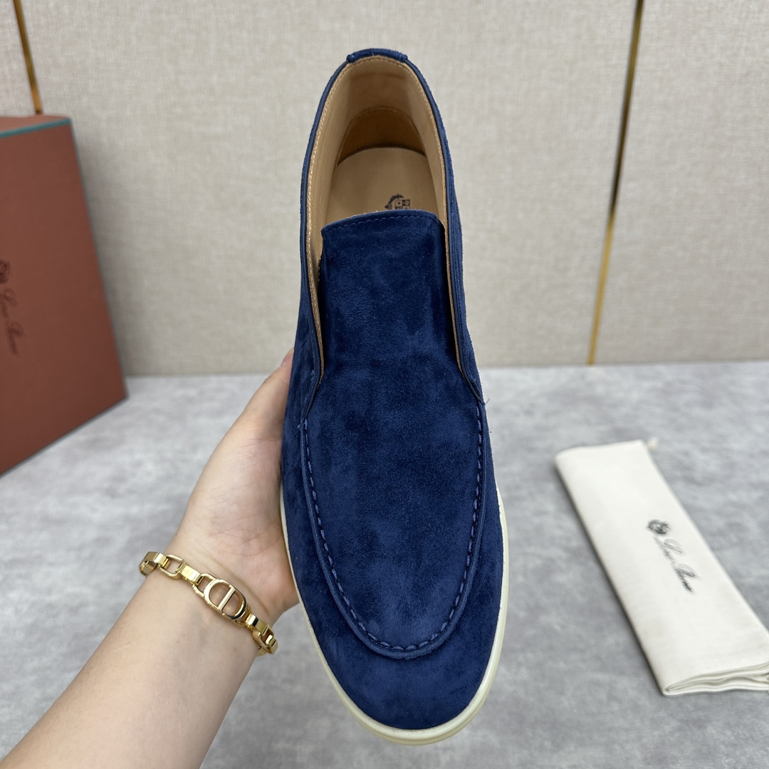 로로피아나 스웨이드 오픈 워크 처카 부츠 블루 상세 이미지 4